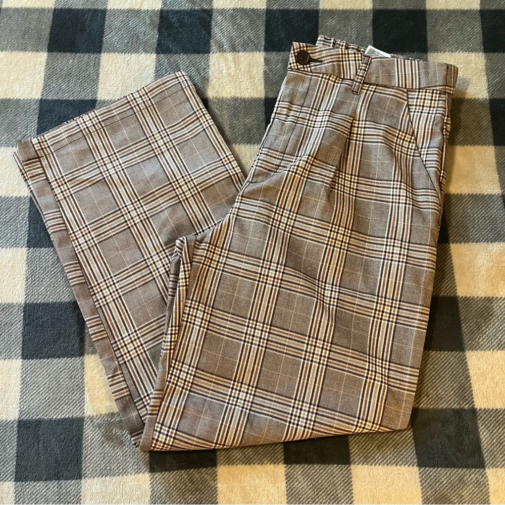 H&M Brown Trousers Classic Plaid Design
